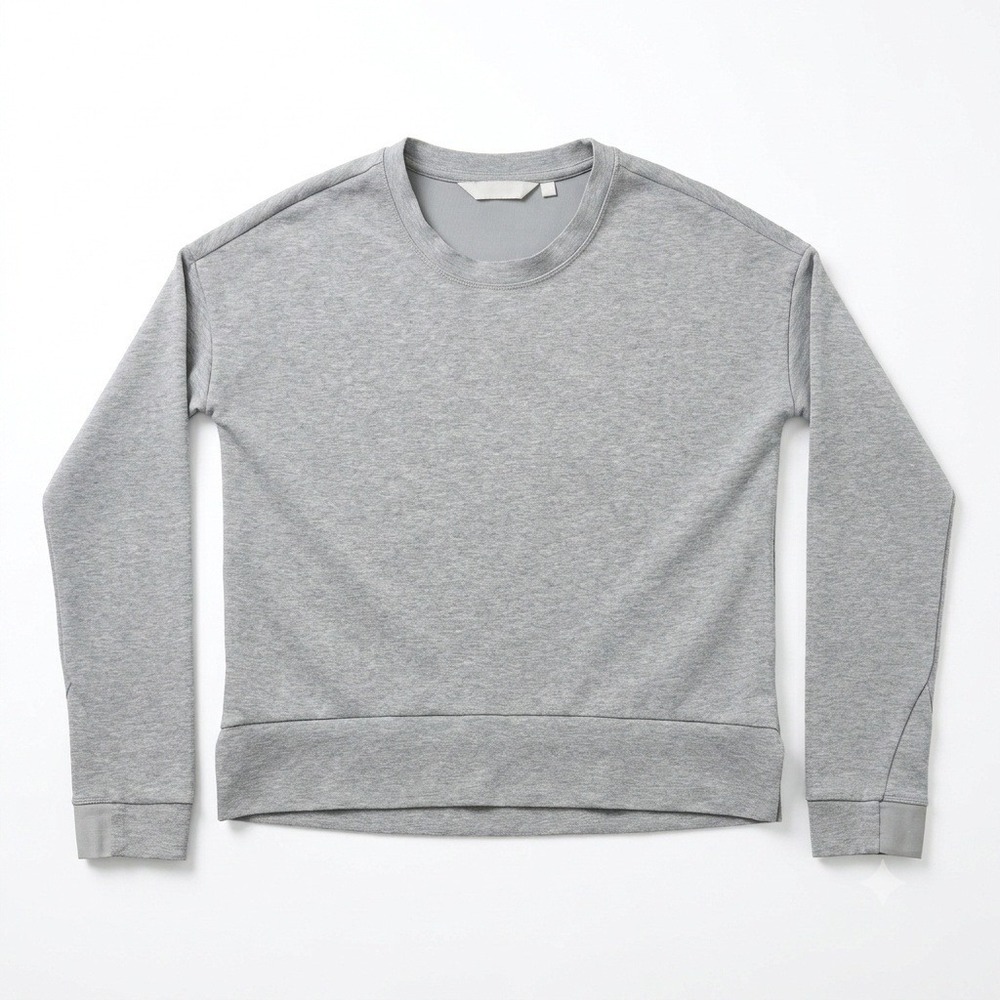 Athleta Womens Gray Heathered Crew Neck Pullover Sweatshirt Size XS Relaxed Fit
